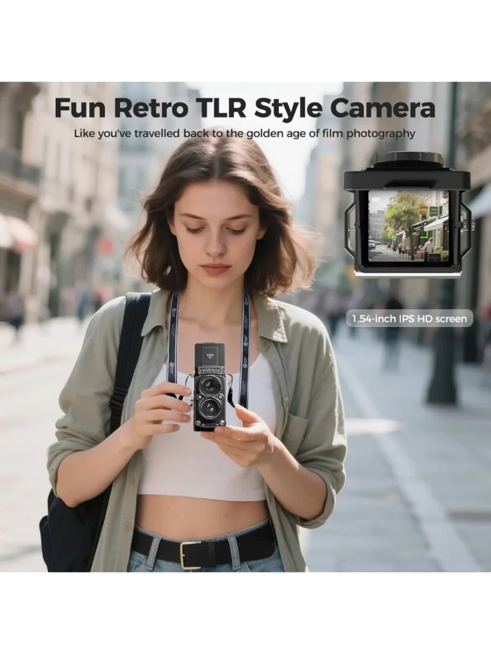 Retro Digital Camera with Time Stamp - 1080p FHD, 12MP, Mini Vlogging, Portable
